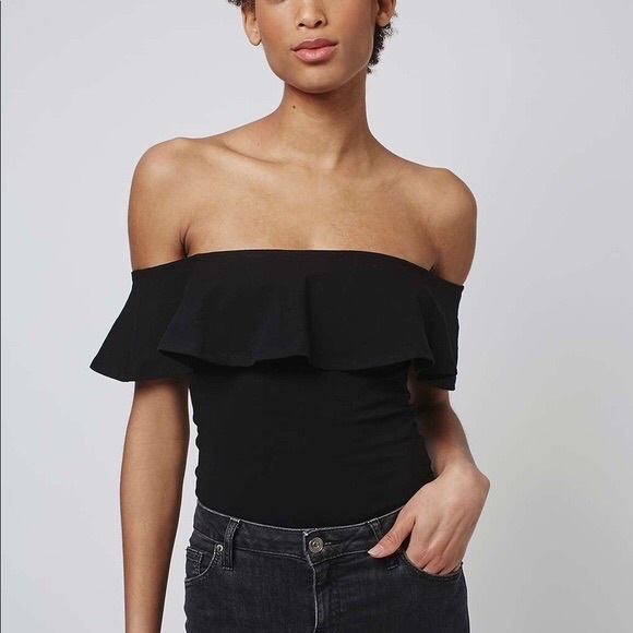 Topshop Tops - Topshop off the shoulder ruffle bodysuit